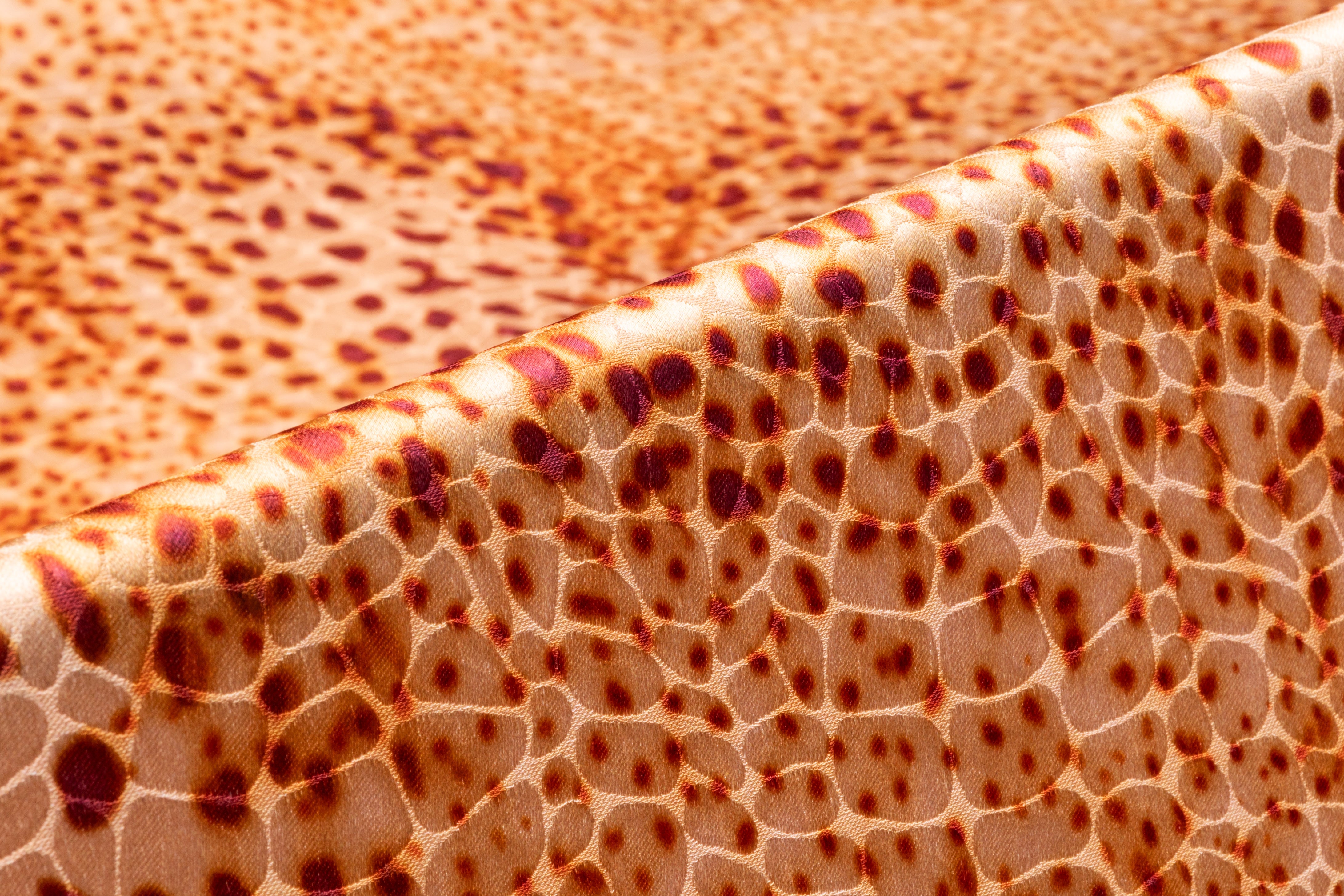 Reptilian Printed Italian Viscose Jacquard - Orange