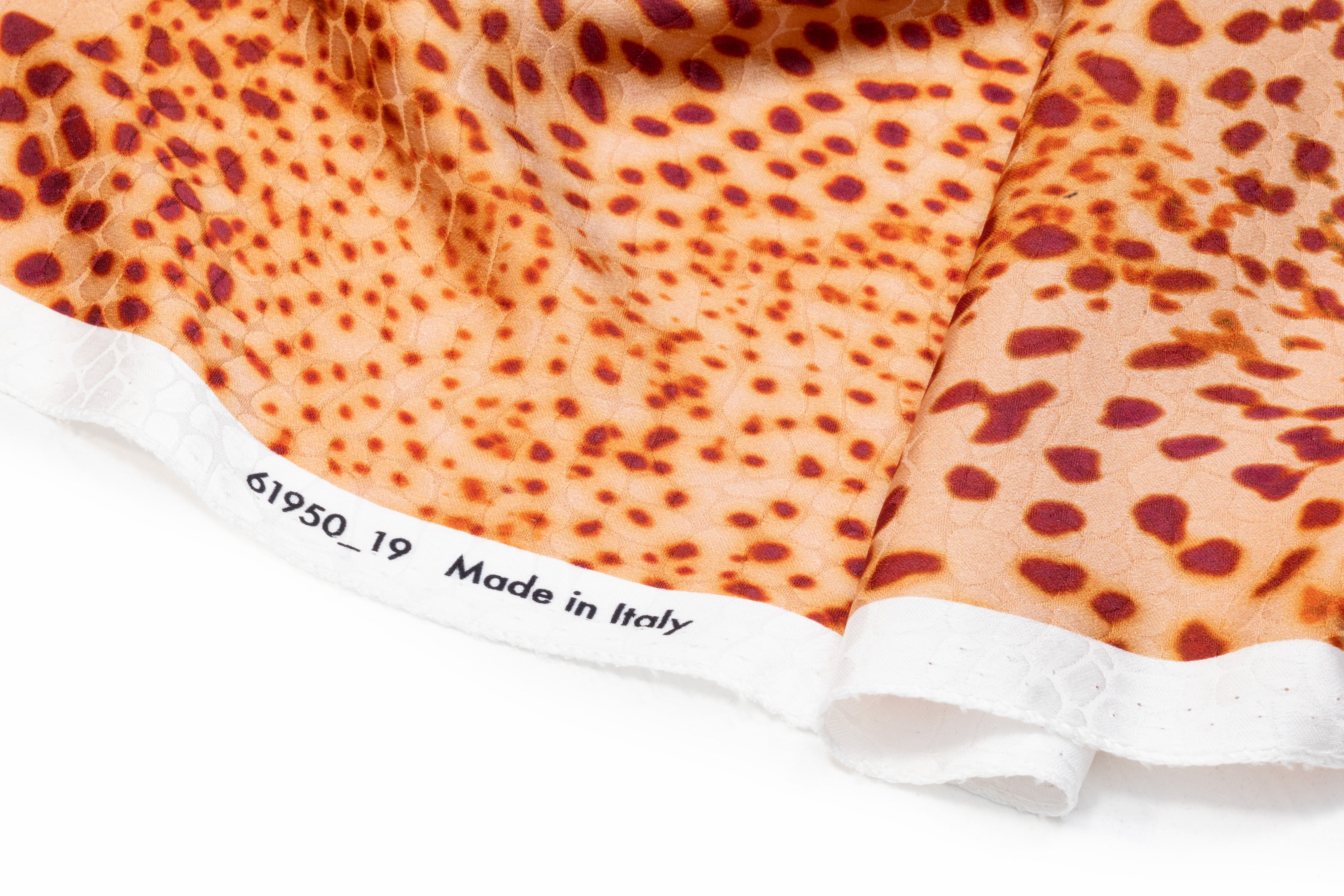 Reptilian Printed Italian Viscose Jacquard - Orange