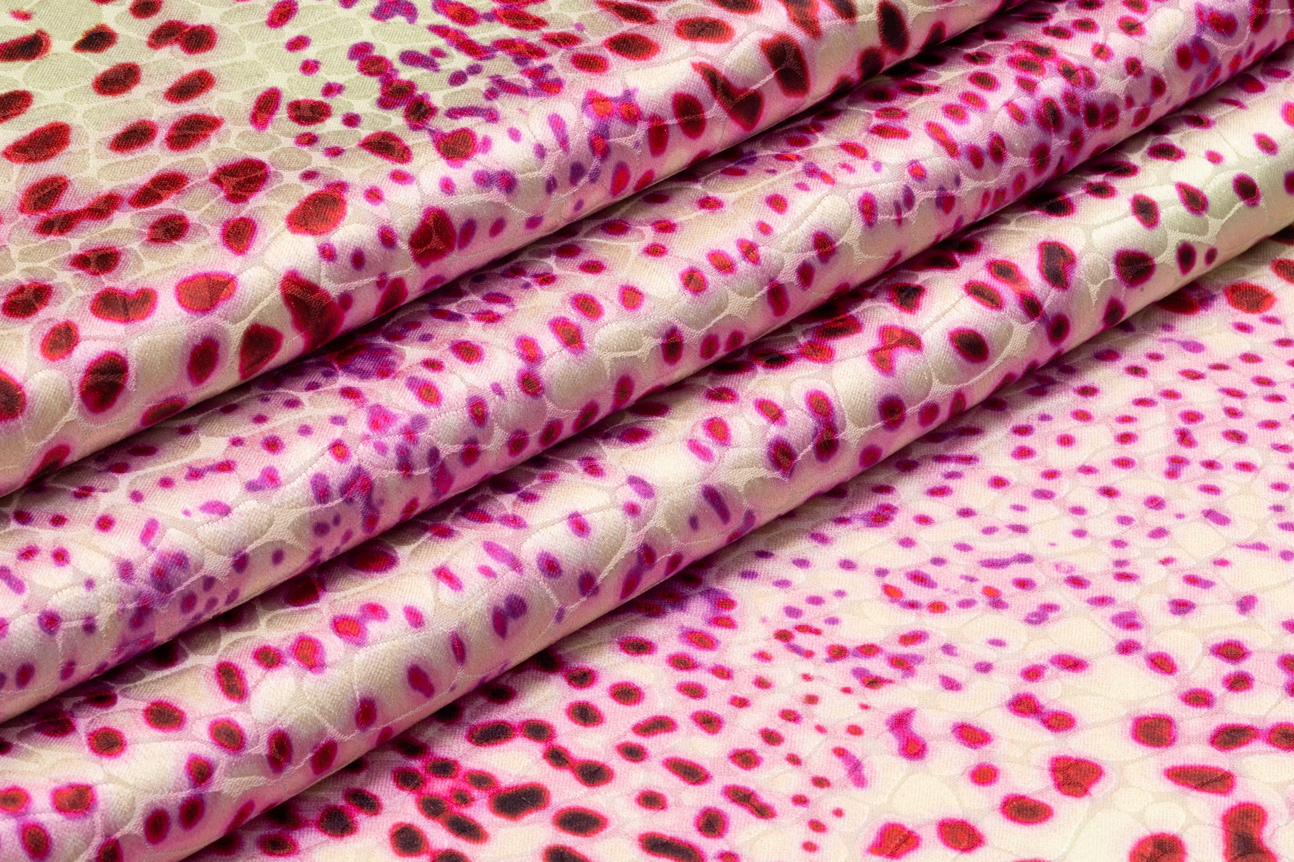Reptilian Printed Italian Viscose Jacquard - Pink