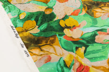 Watercolor Printed Italian Silk Jacquard - Green