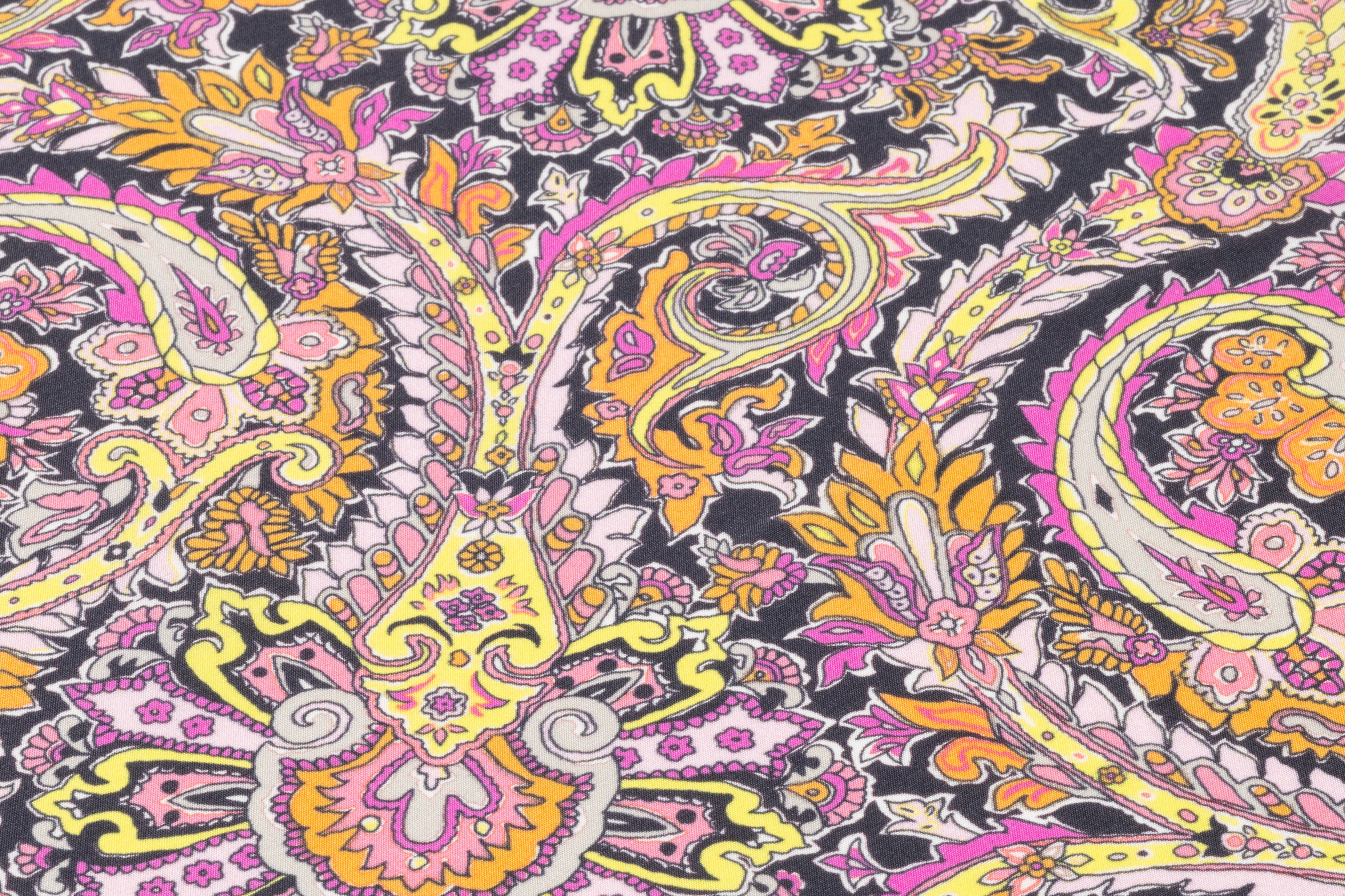 Paisley Printed Italian Silk - Yellow / Orange / Fuchsia