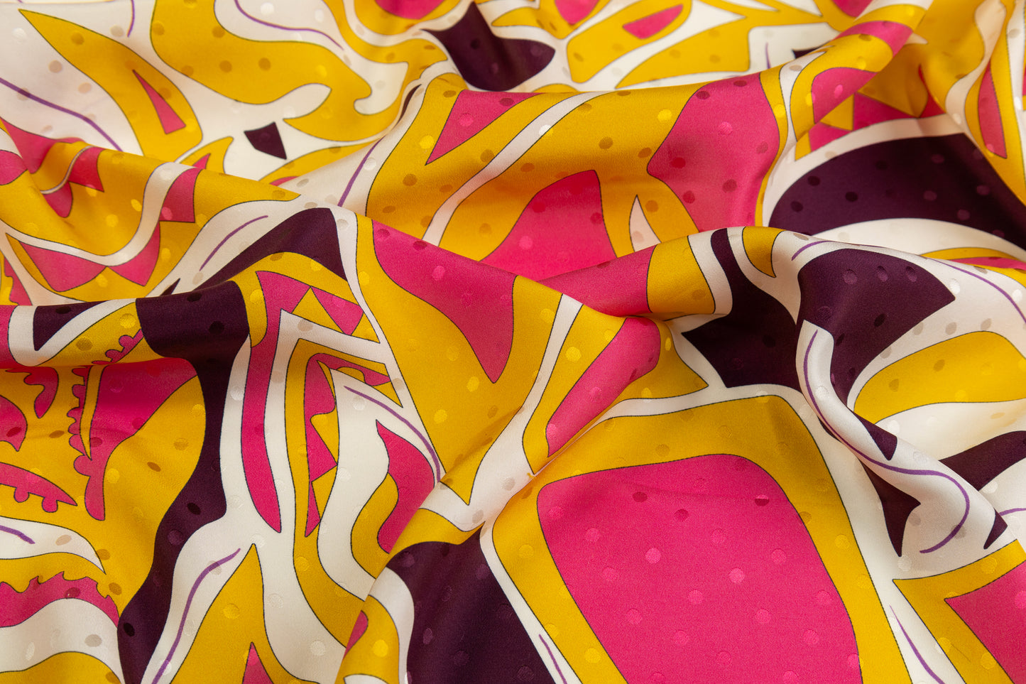 Printed Italian Silk Jacquard - Yellow / Pink