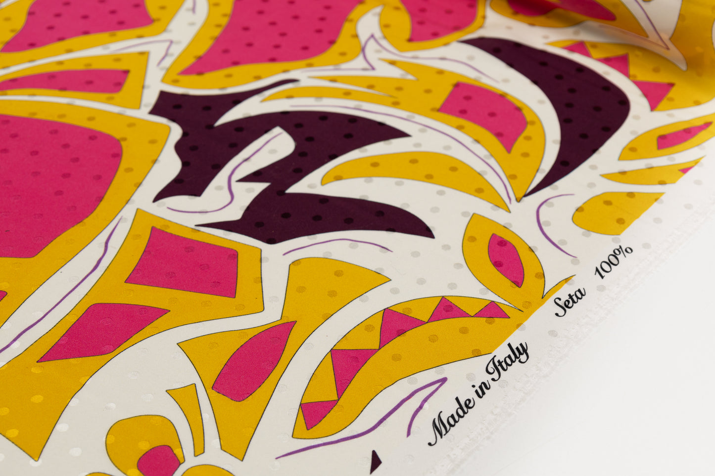 Printed Italian Silk Jacquard - Yellow / Pink