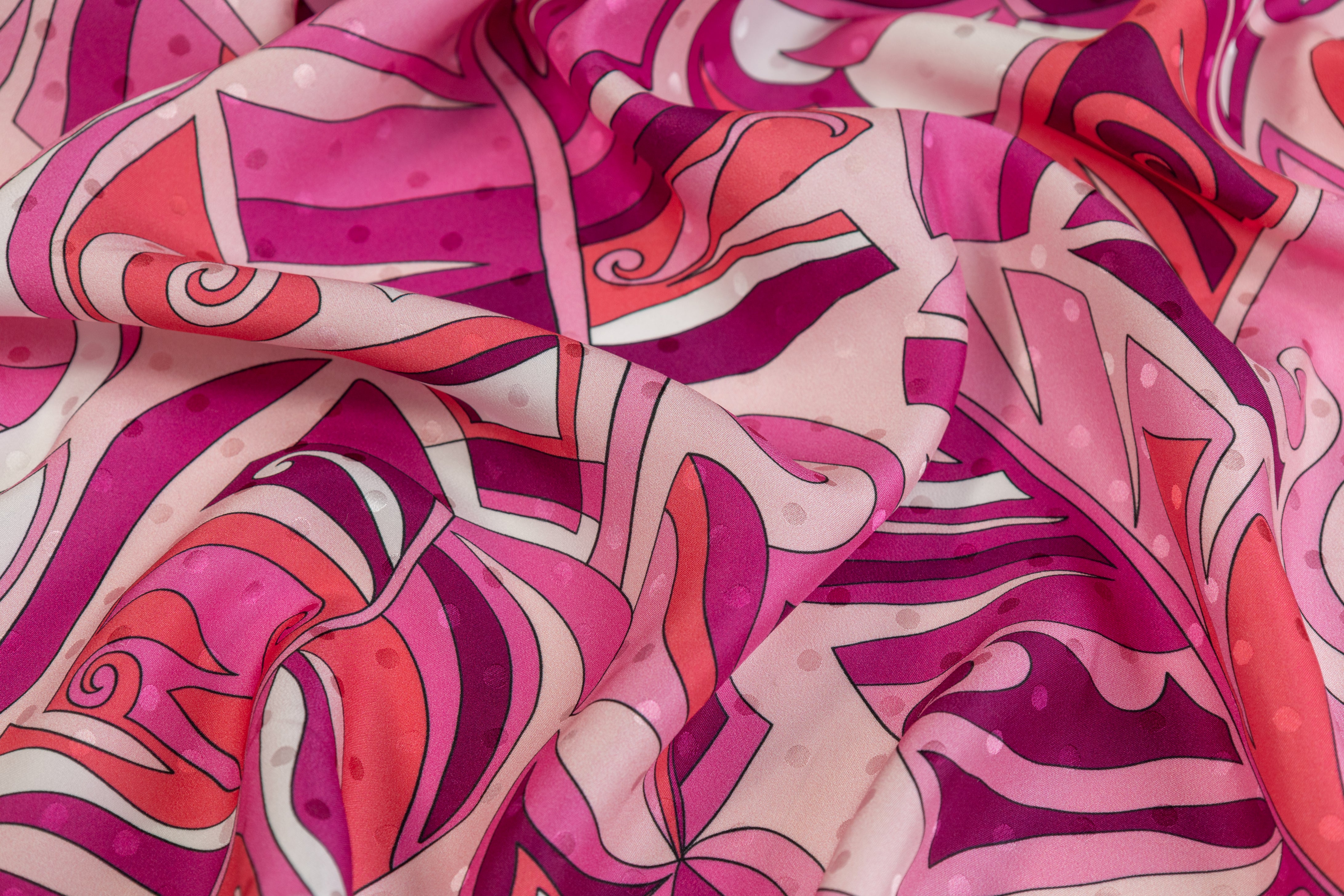 Printed Italian Silk Jacquard - Pink