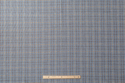 Checked Italian Wool Suiting - Blue / Tan