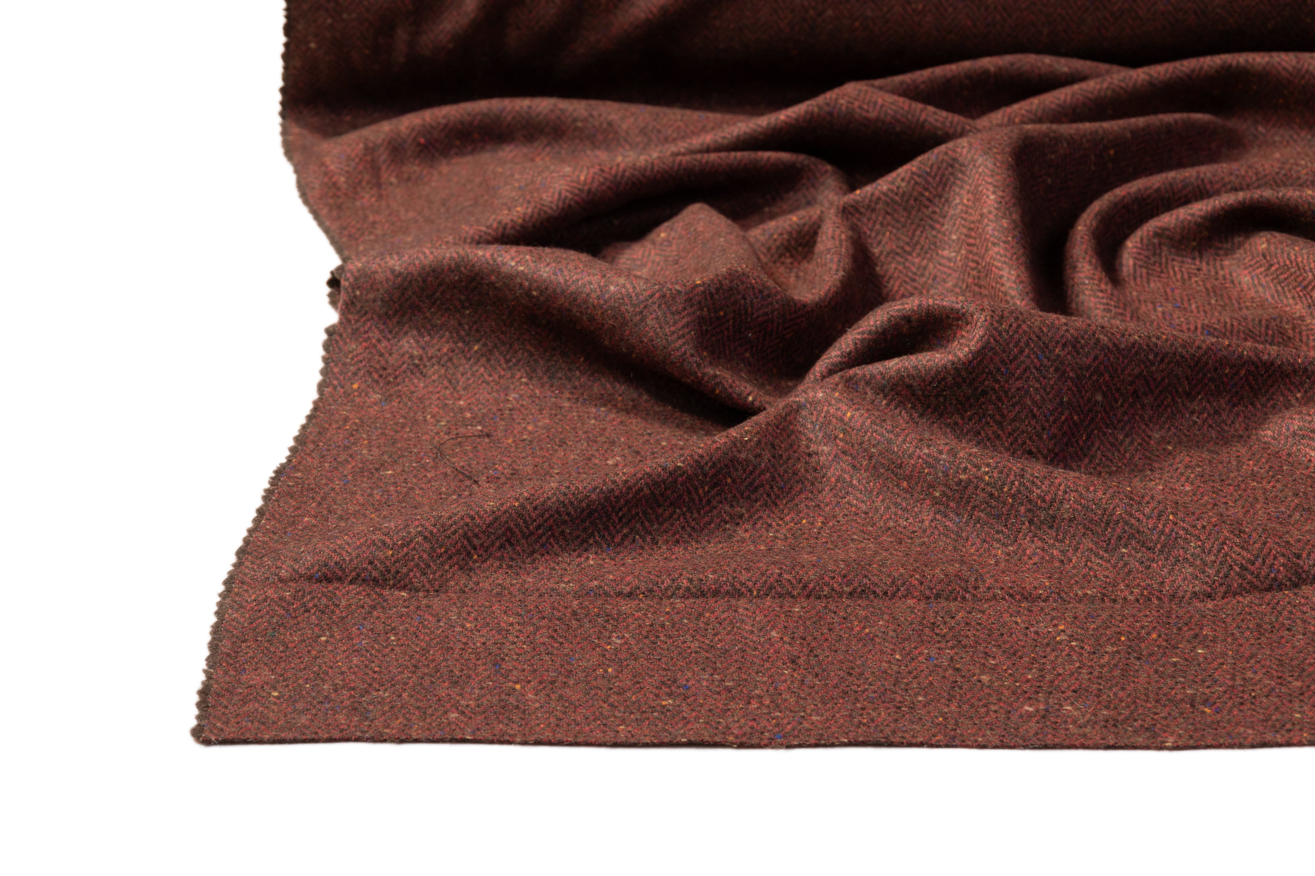 Herringbone Italian Wool Suiting - Brick