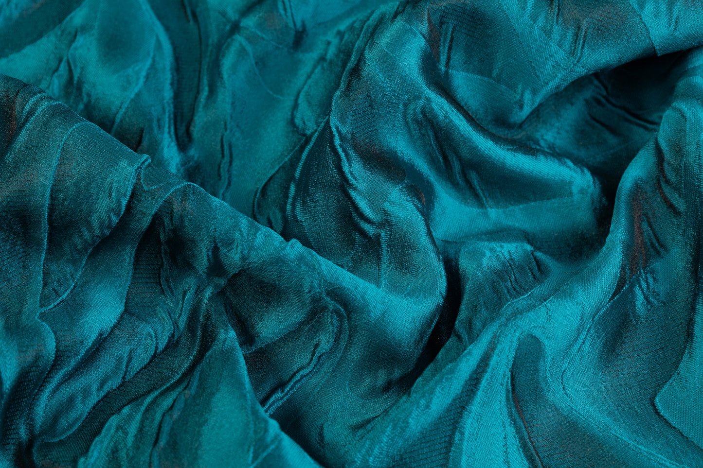 Abstract Italian Cloqué Brocade - Teal Blue
