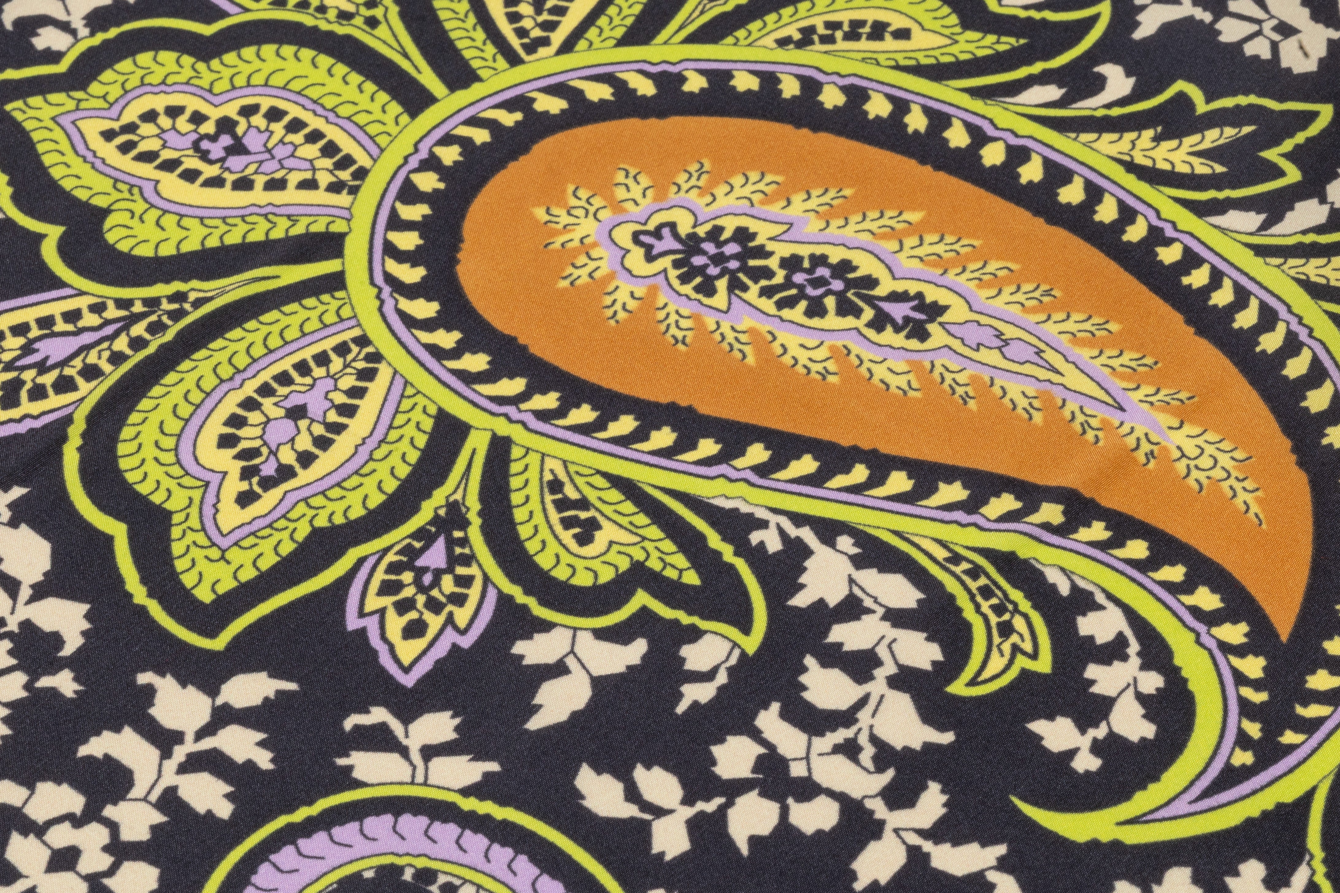 Paisley Printed Italian Silk - Charcoal / Multicolor