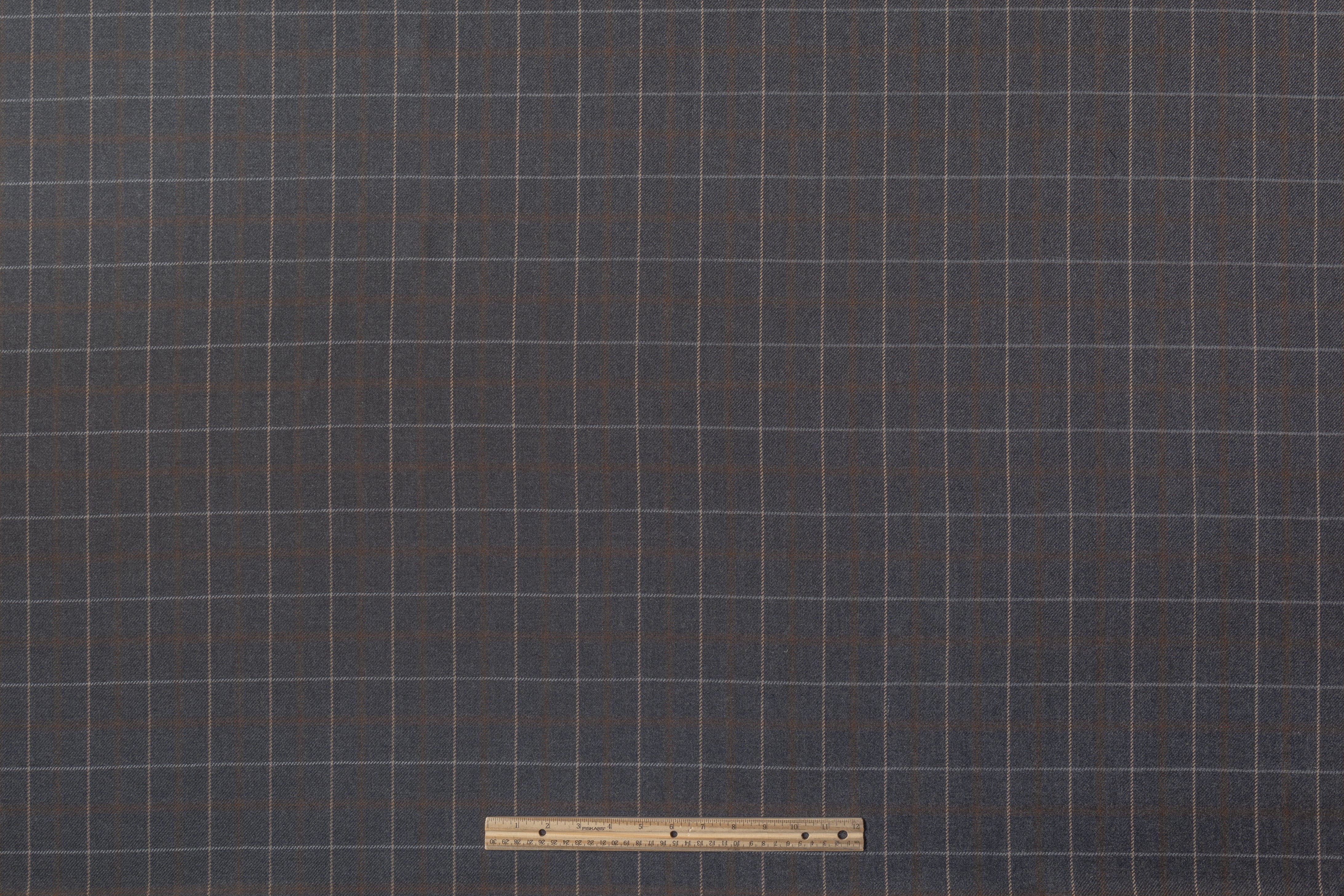 Checked Italian Wool Suiting - Gray / Brown
