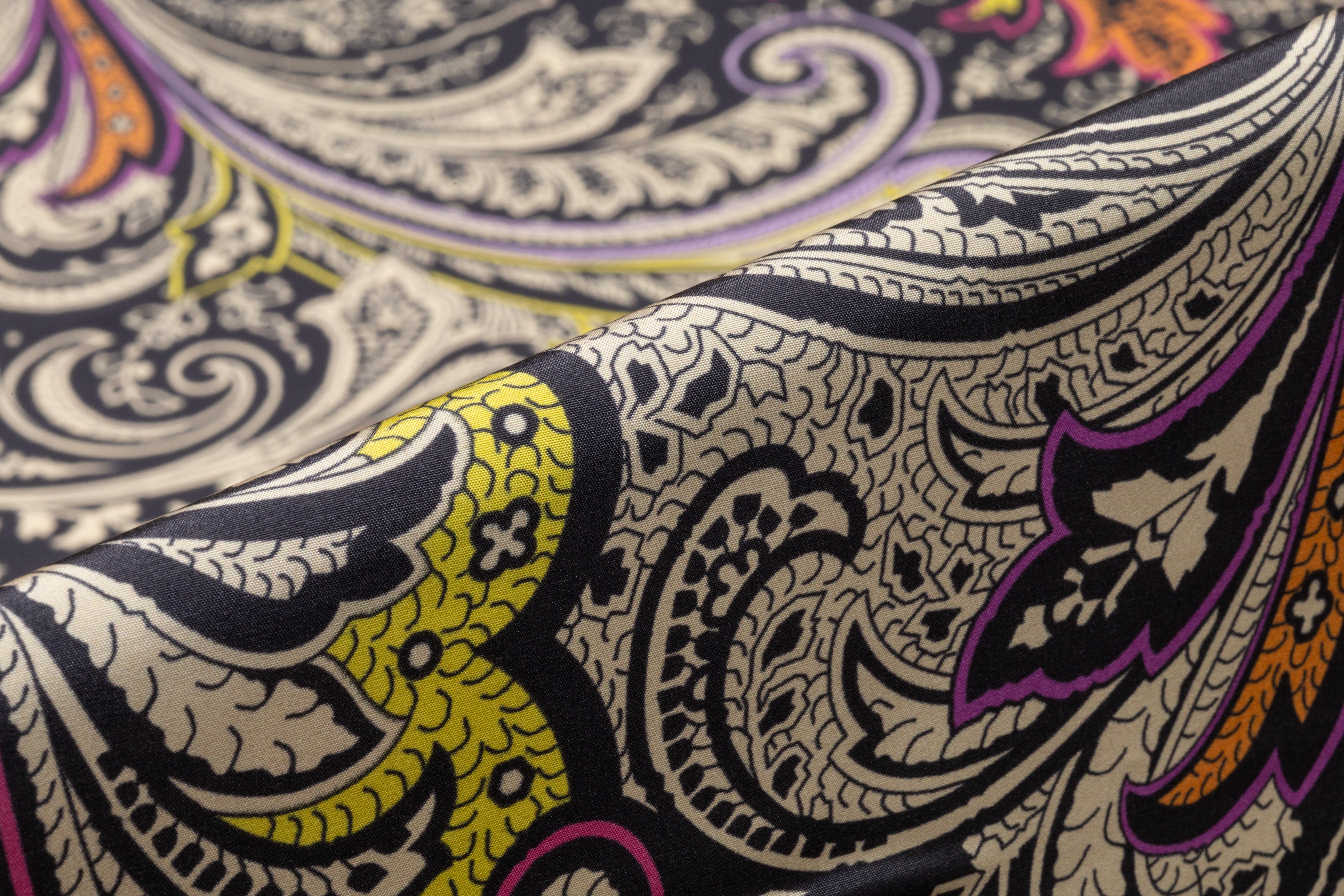 Paisley Printed Italian Silk - Charcoal / Multicolor