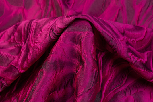 Abstract Italian Cloqué Brocade - Magenta