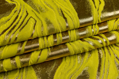 Abstract Metallic Italian Cloqué Brocade - Yellow