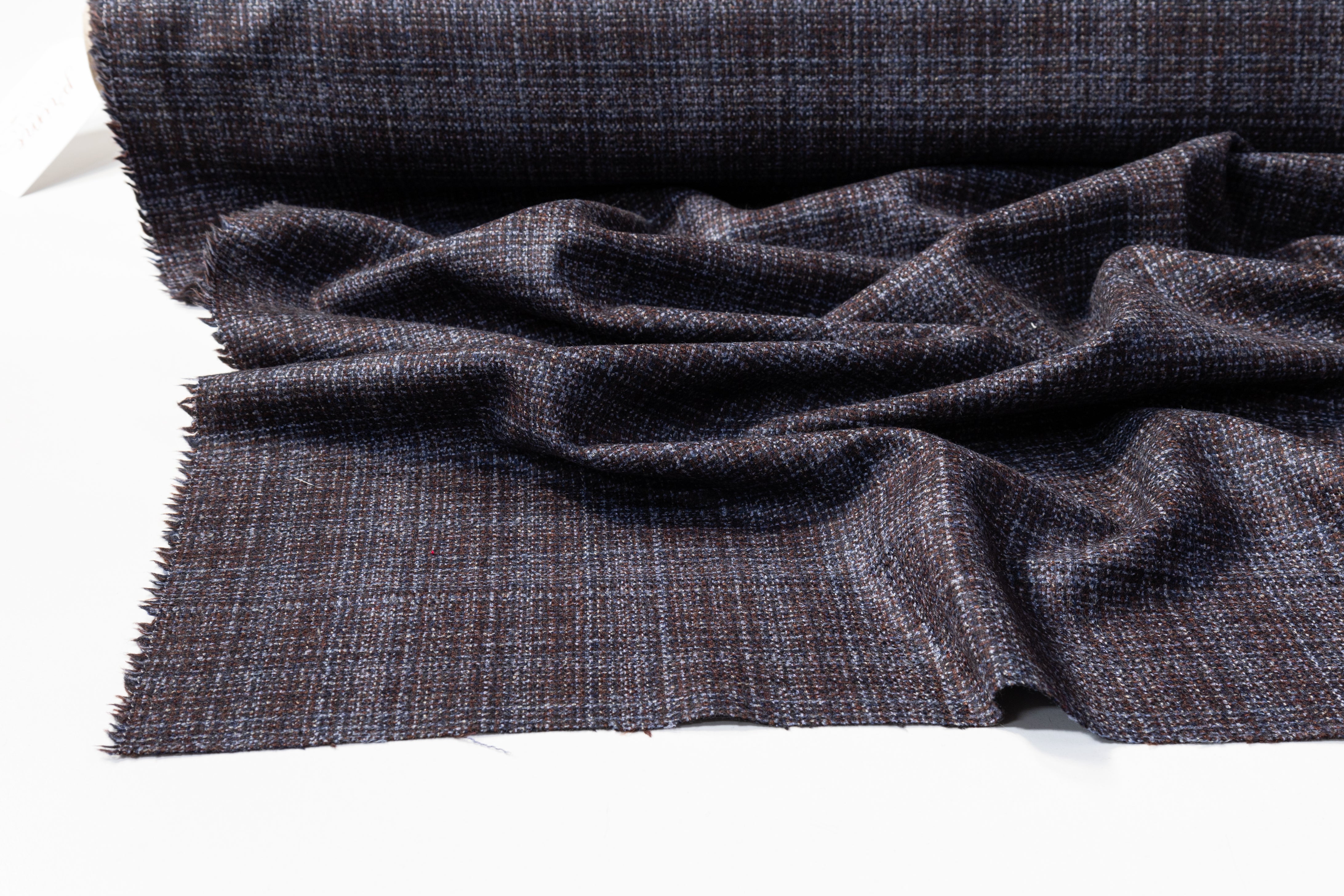 Checked Italian Wool Suiting - Blue / Brown