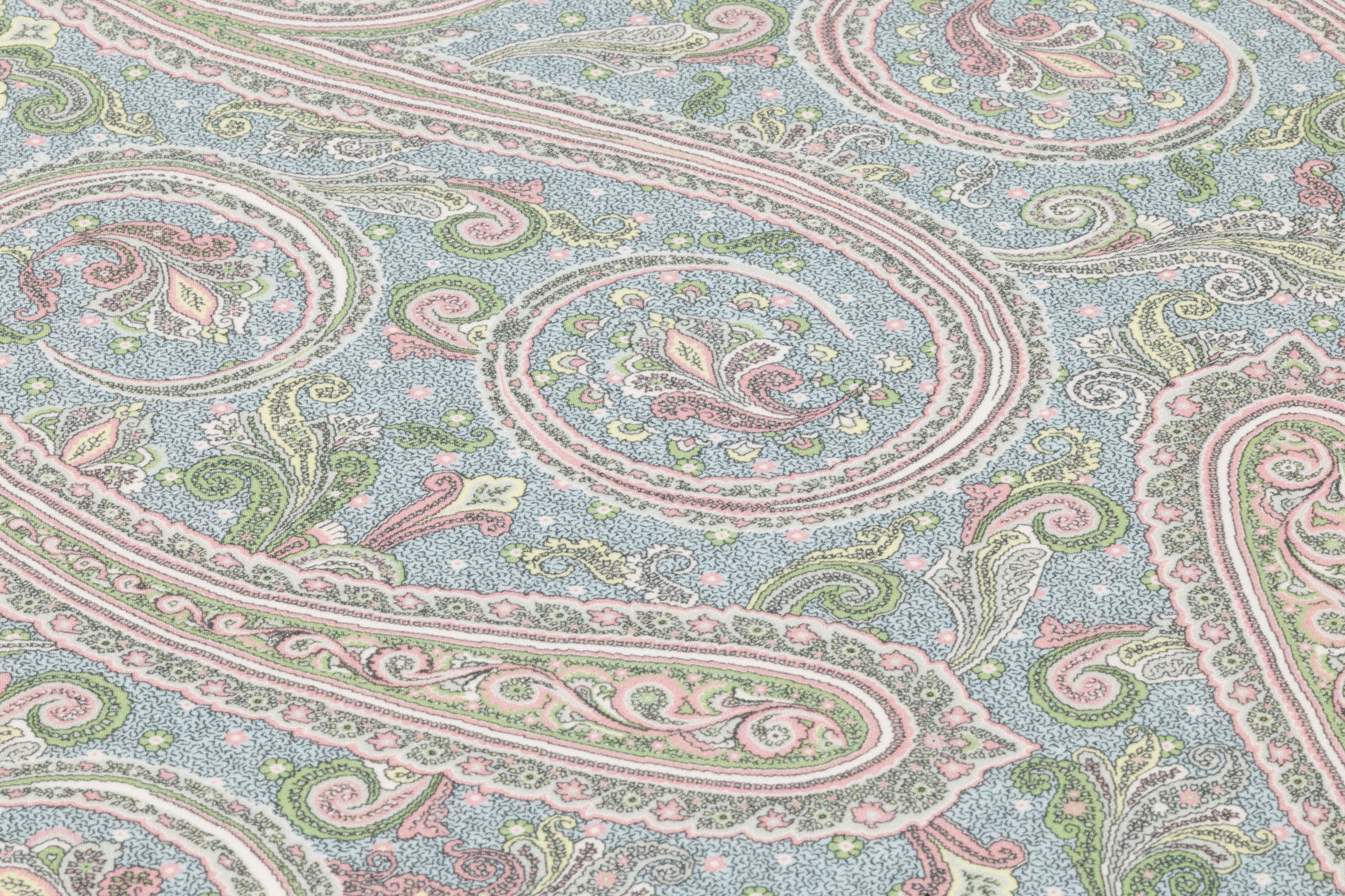 Paisley Italian Silk Crepe de Chine - Blue / Green / Pink