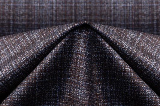 Checked Italian Wool Suiting - Blue / Brown