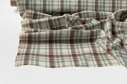 Checked Italian Wool Suiting - Green / Brown / White
