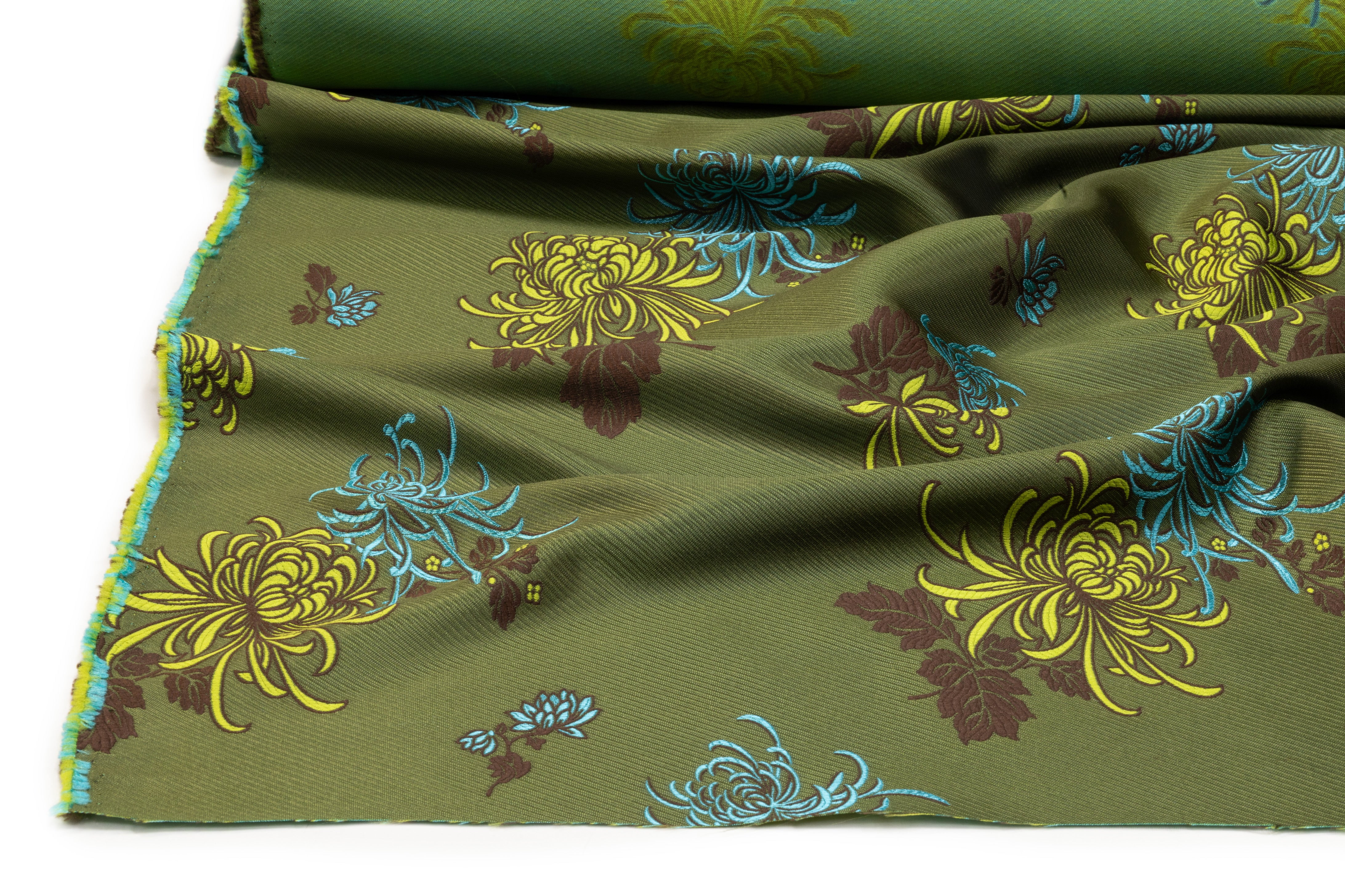 Floral Italian Brocade - Green / Blue / Brown