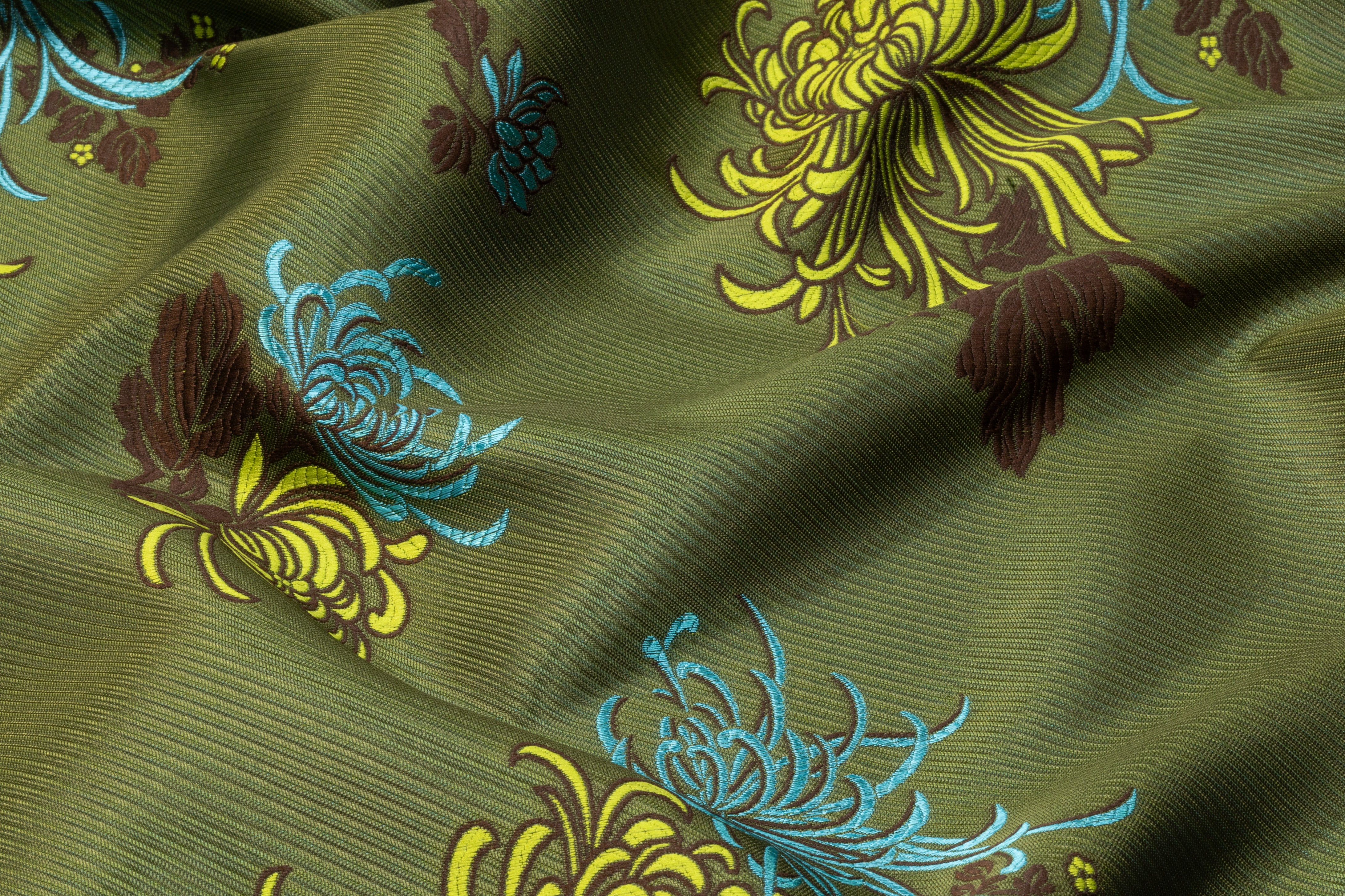 Floral Italian Brocade - Green / Blue / Brown