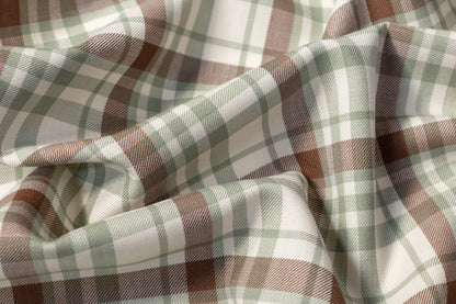 Checked Italian Wool Suiting - Green / Brown / White