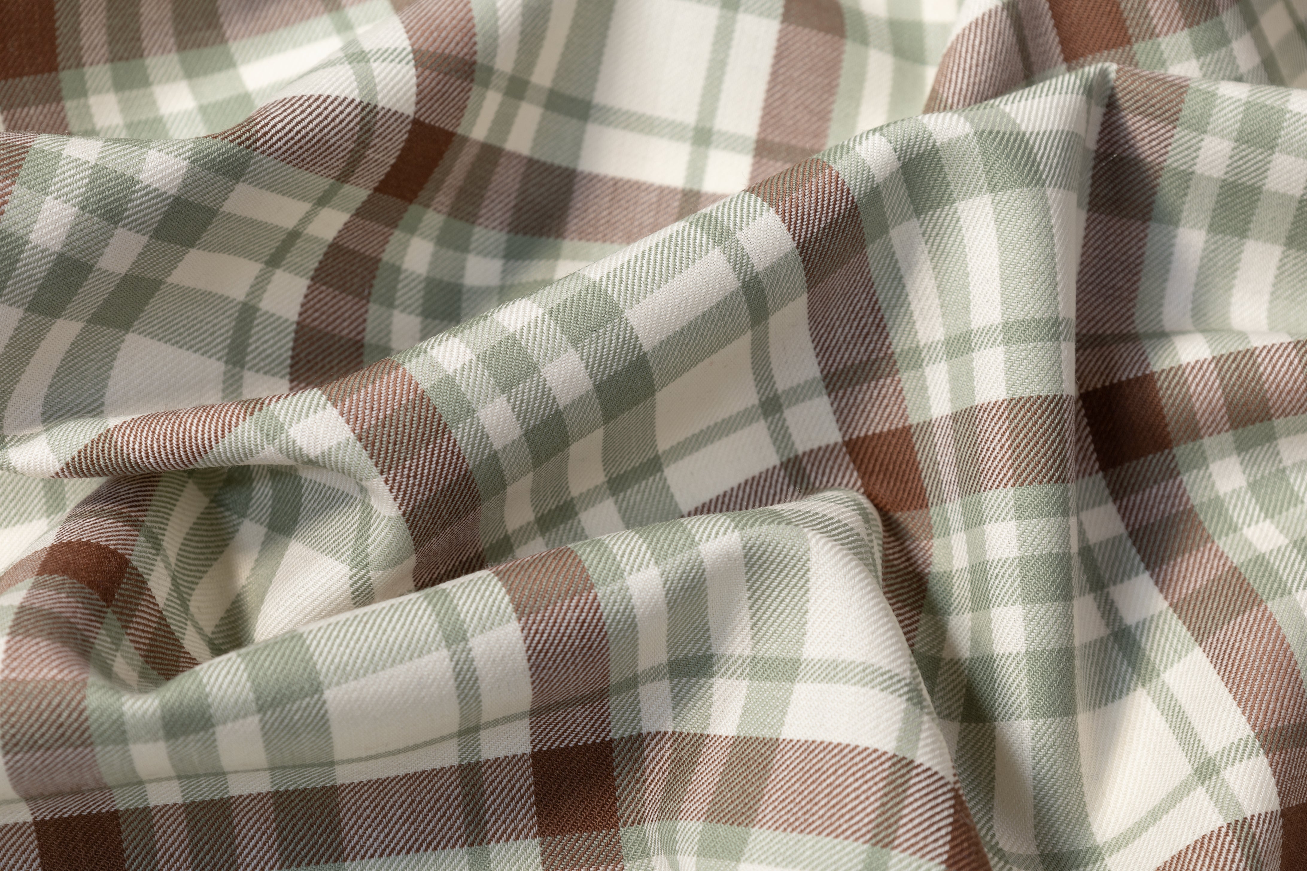 Checked Italian Wool Suiting - Green / Brown / White