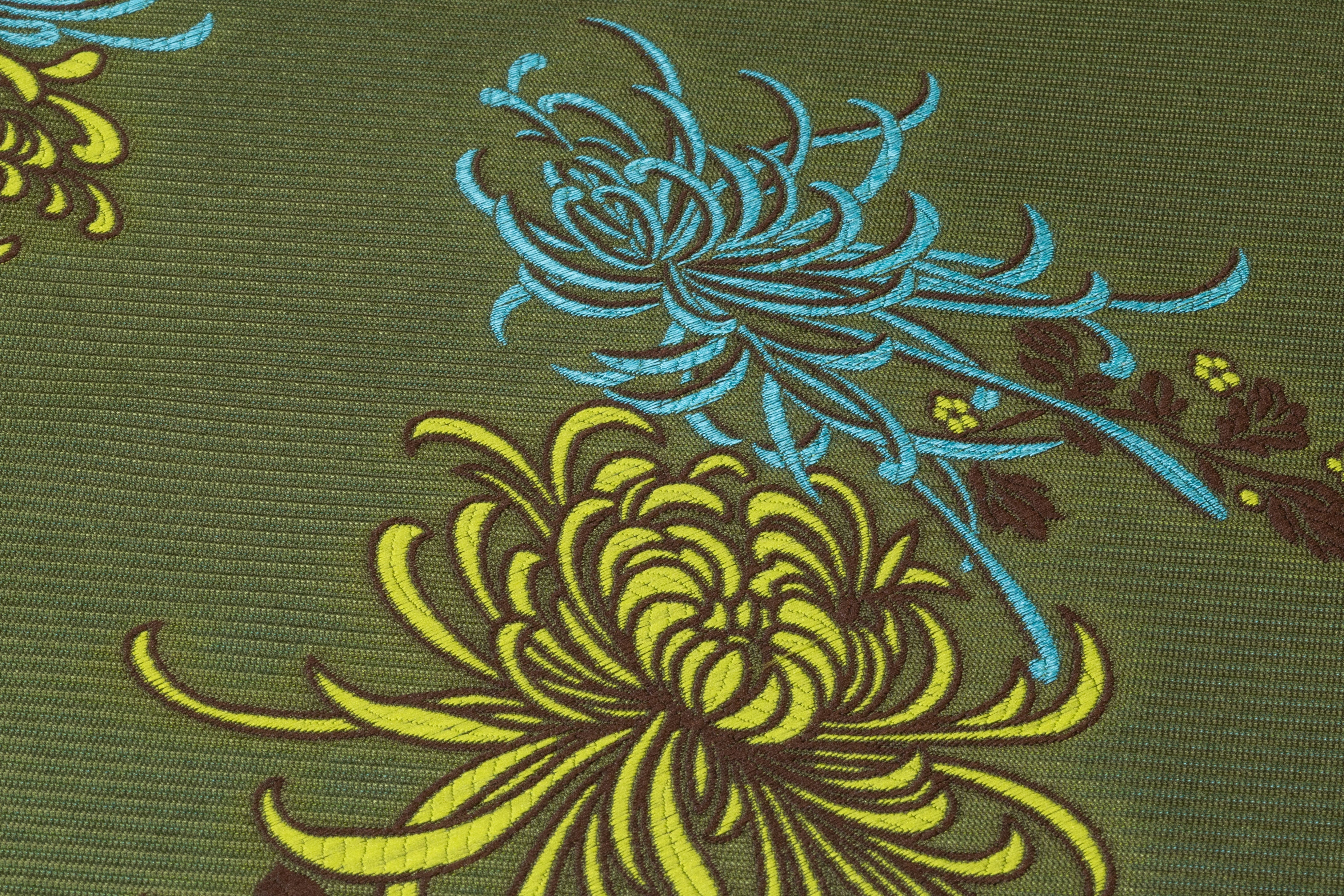 Floral Italian Brocade - Green / Blue / Brown