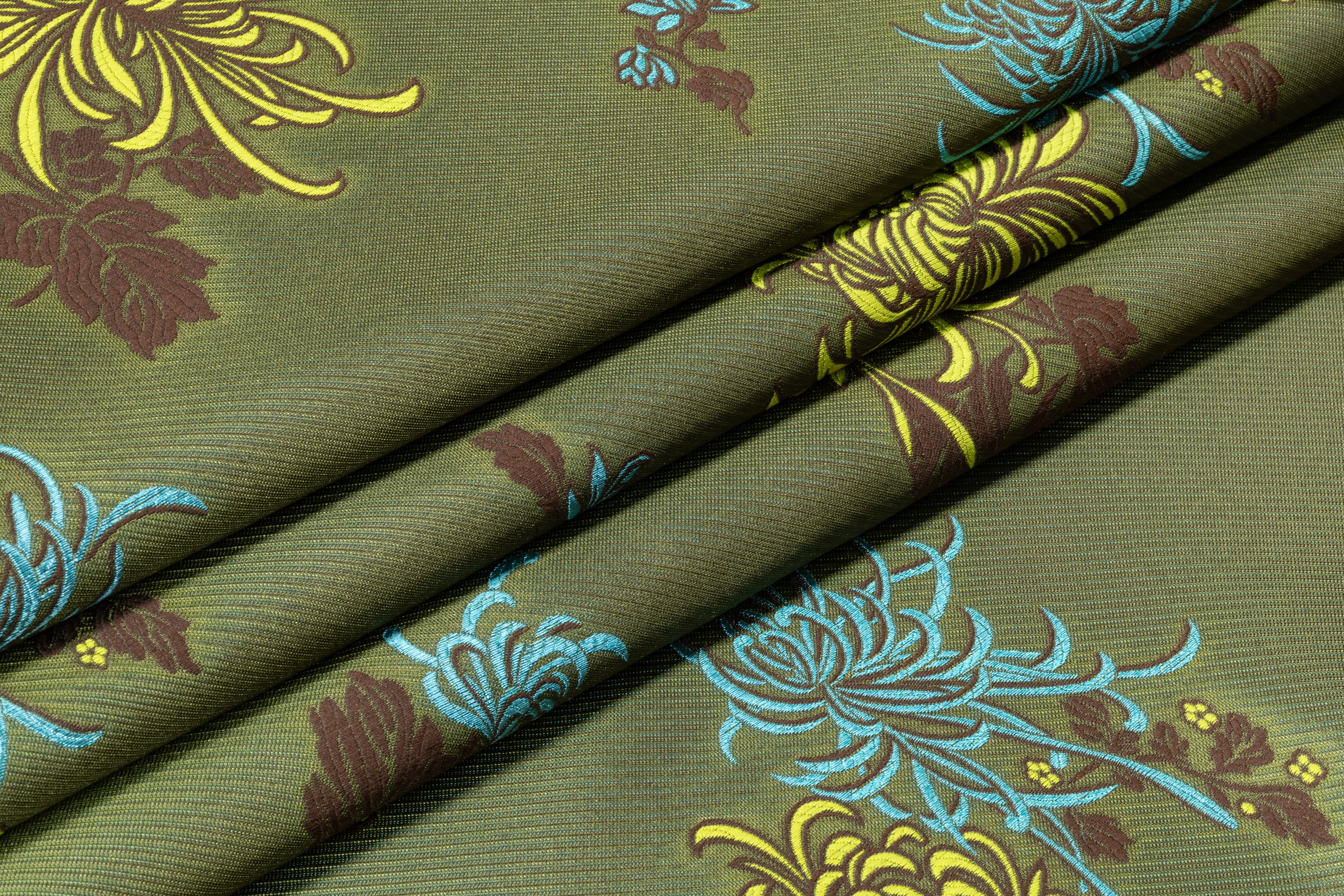 Floral Italian Brocade - Green / Blue / Brown