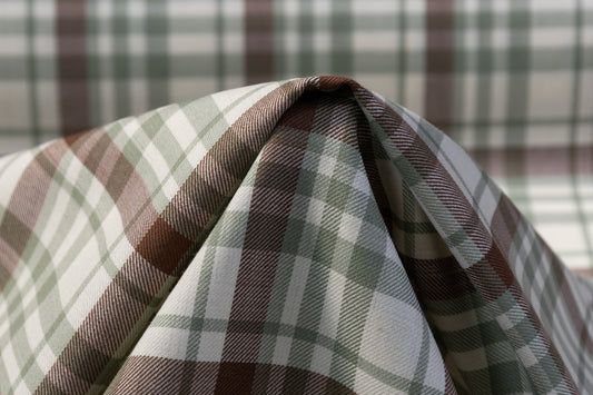 Checked Italian Wool Suiting - Green / Brown / White