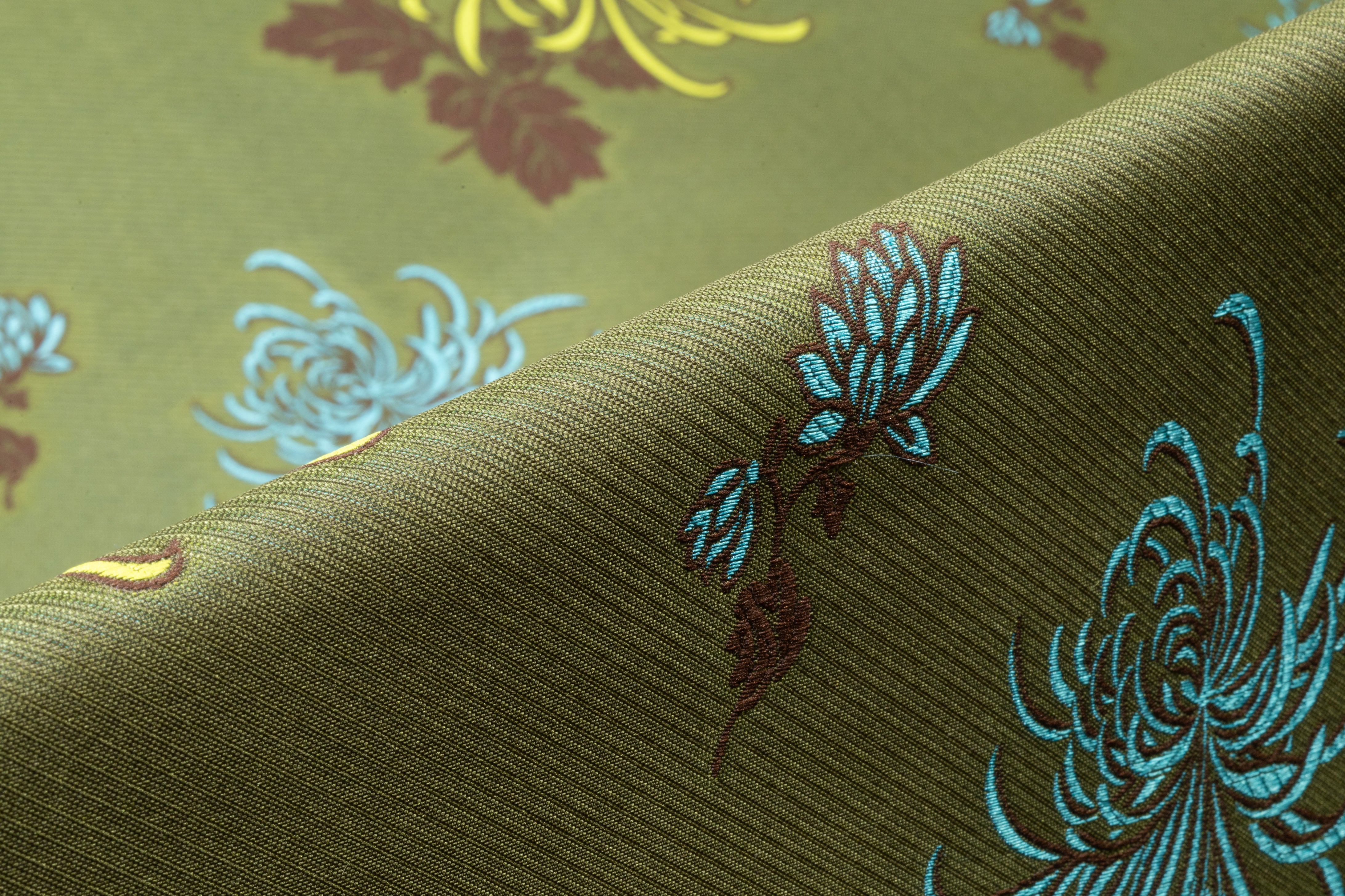 Floral Italian Brocade - Green / Blue / Brown
