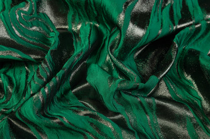 Abstract Metallic Italian Cloqué Brocade - Green