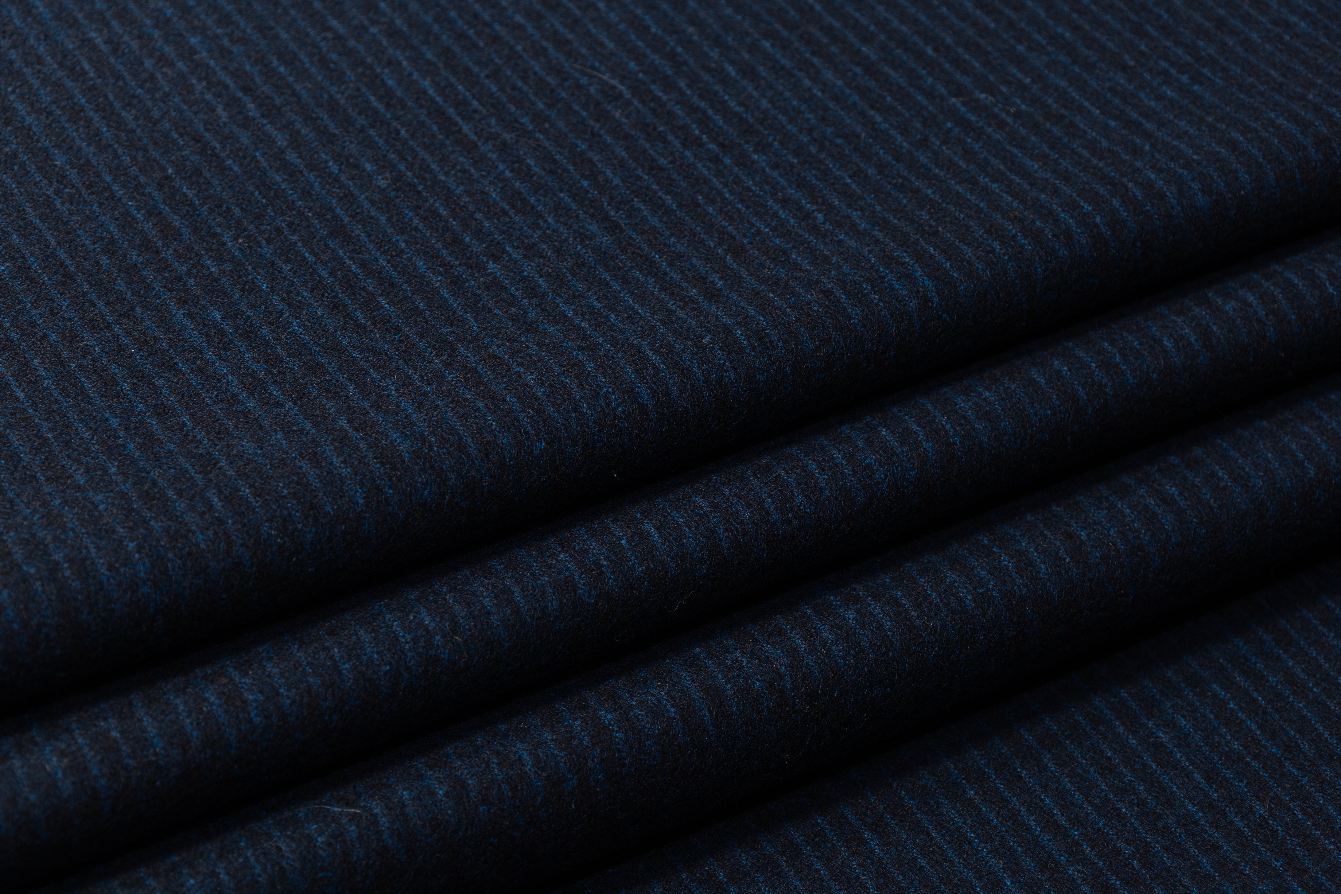 Striped Italian Wool Flannel - Blue