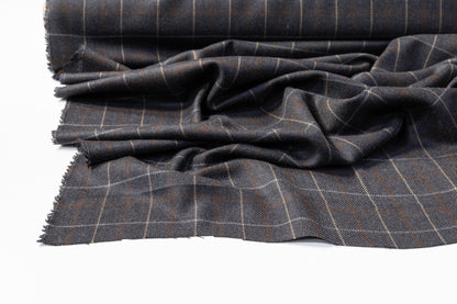 Checked Italian Wool Suiting - Gray / Brown