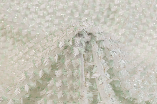 Fringed Italian Silk Blend Gazar - Mint Green