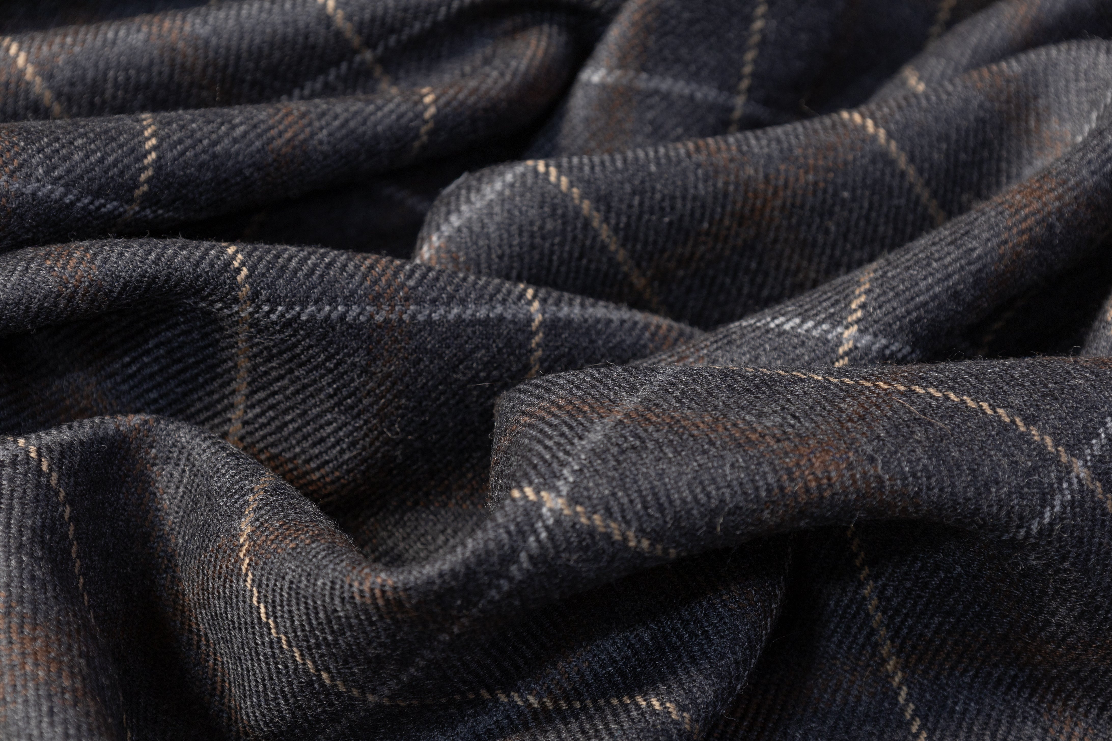 Checked Italian Wool Suiting - Gray / Brown