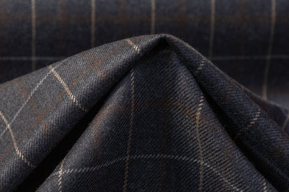 Checked Italian Wool Suiting - Gray / Brown
