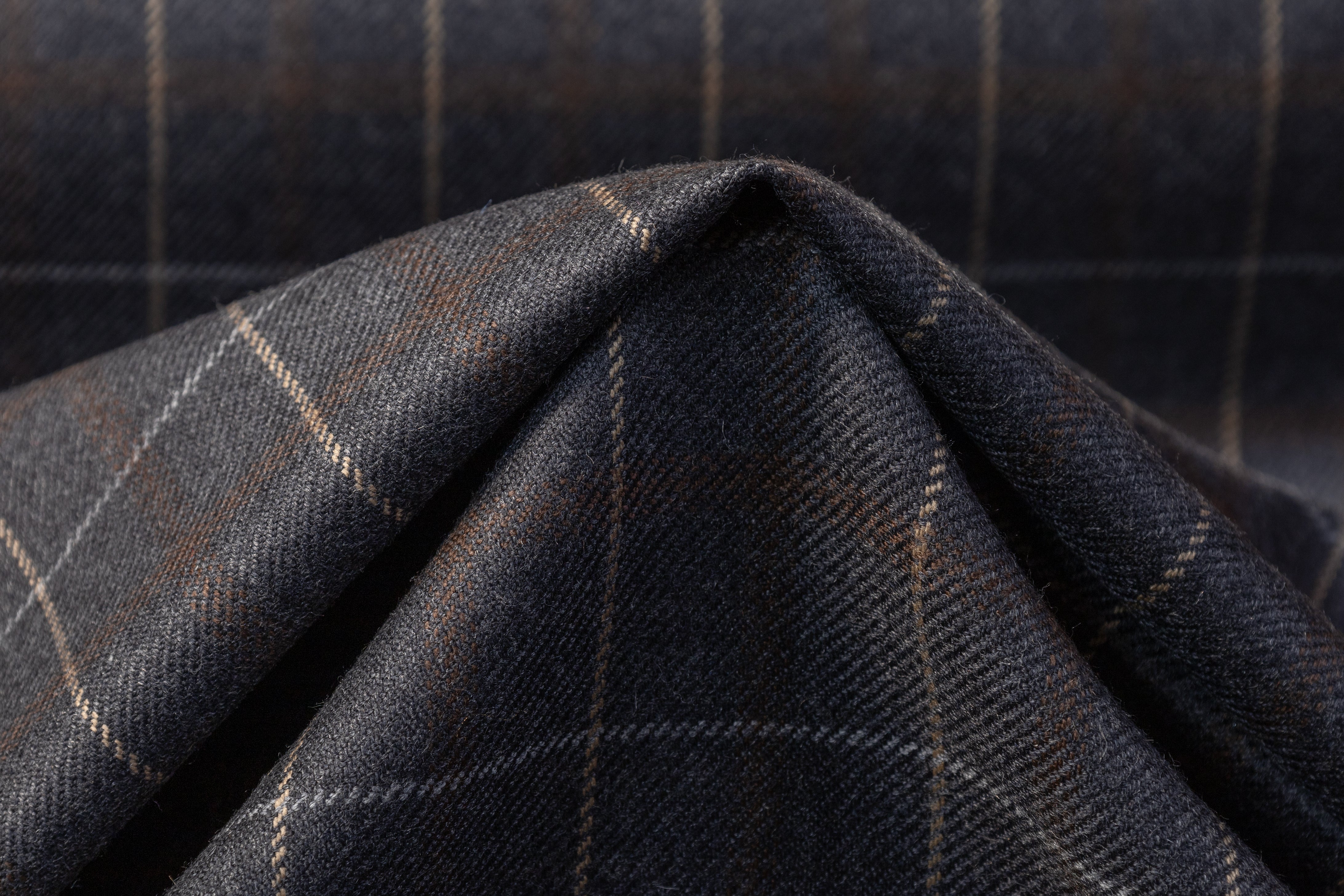 Checked Italian Wool Suiting - Gray / Brown