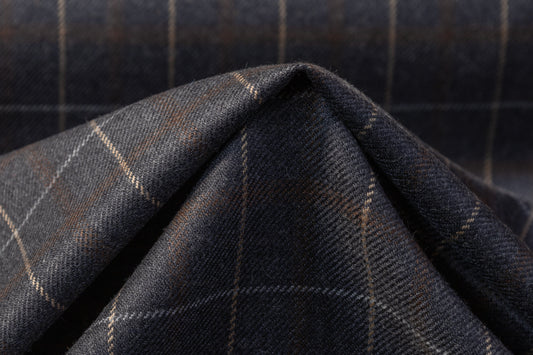 Checked Italian Wool Suiting - Gray / Brown
