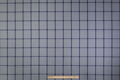 Windowpane Italian Wool Cashmere Suiting - Gray / Blue