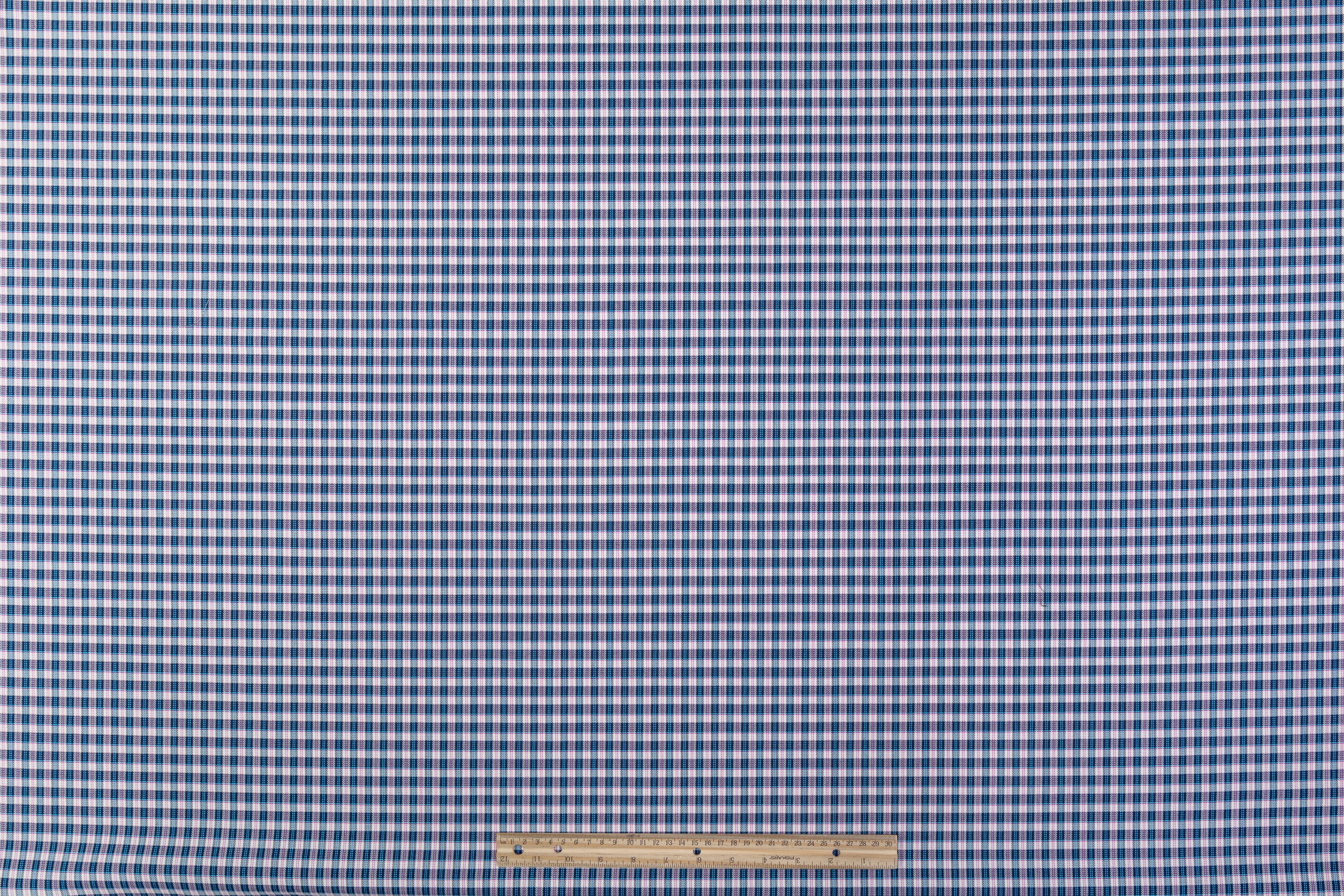 Heavy Italian Viscose Wool Twill Jacketing - Blue / Pink