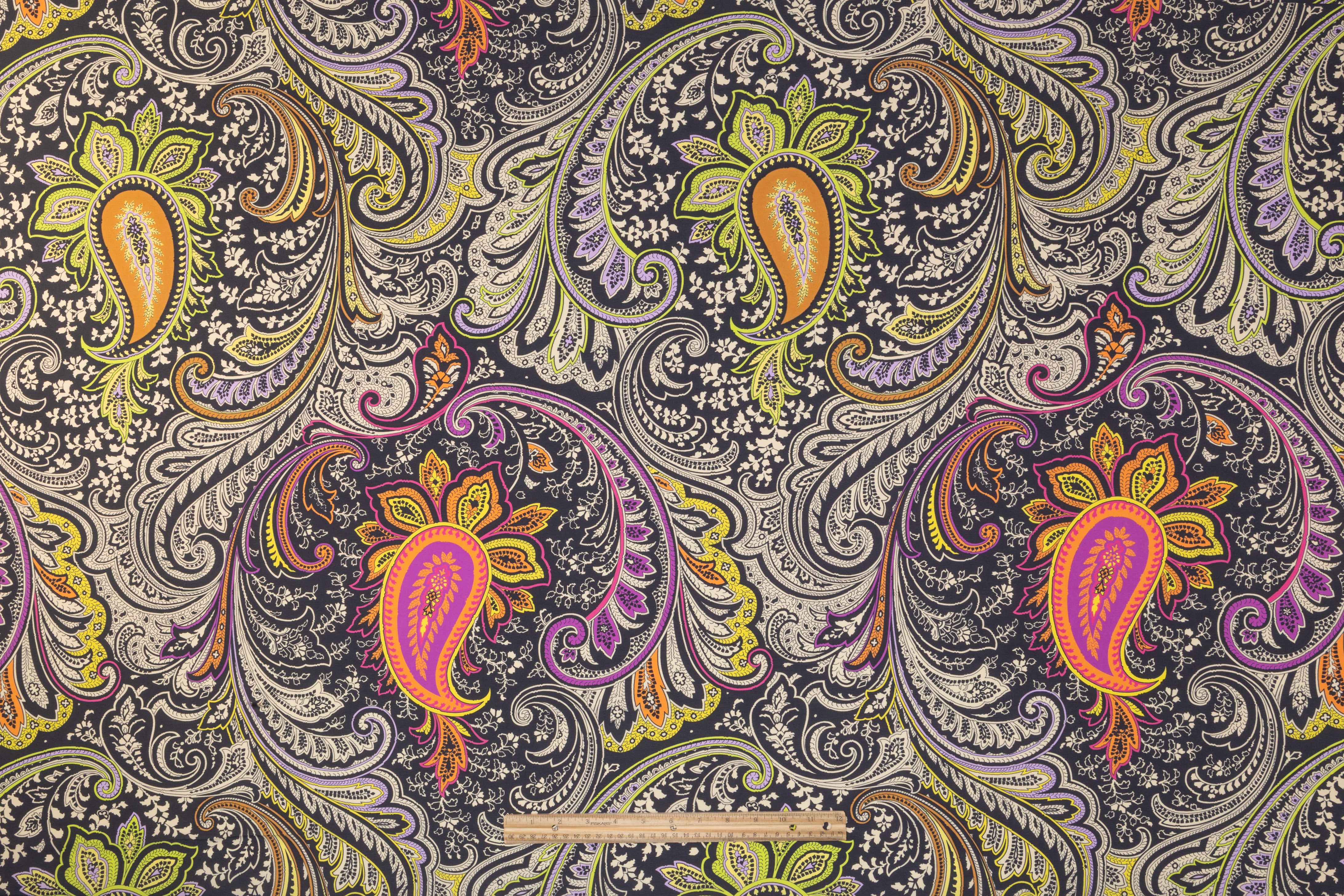Paisley Printed Italian Silk - Charcoal / Multicolor