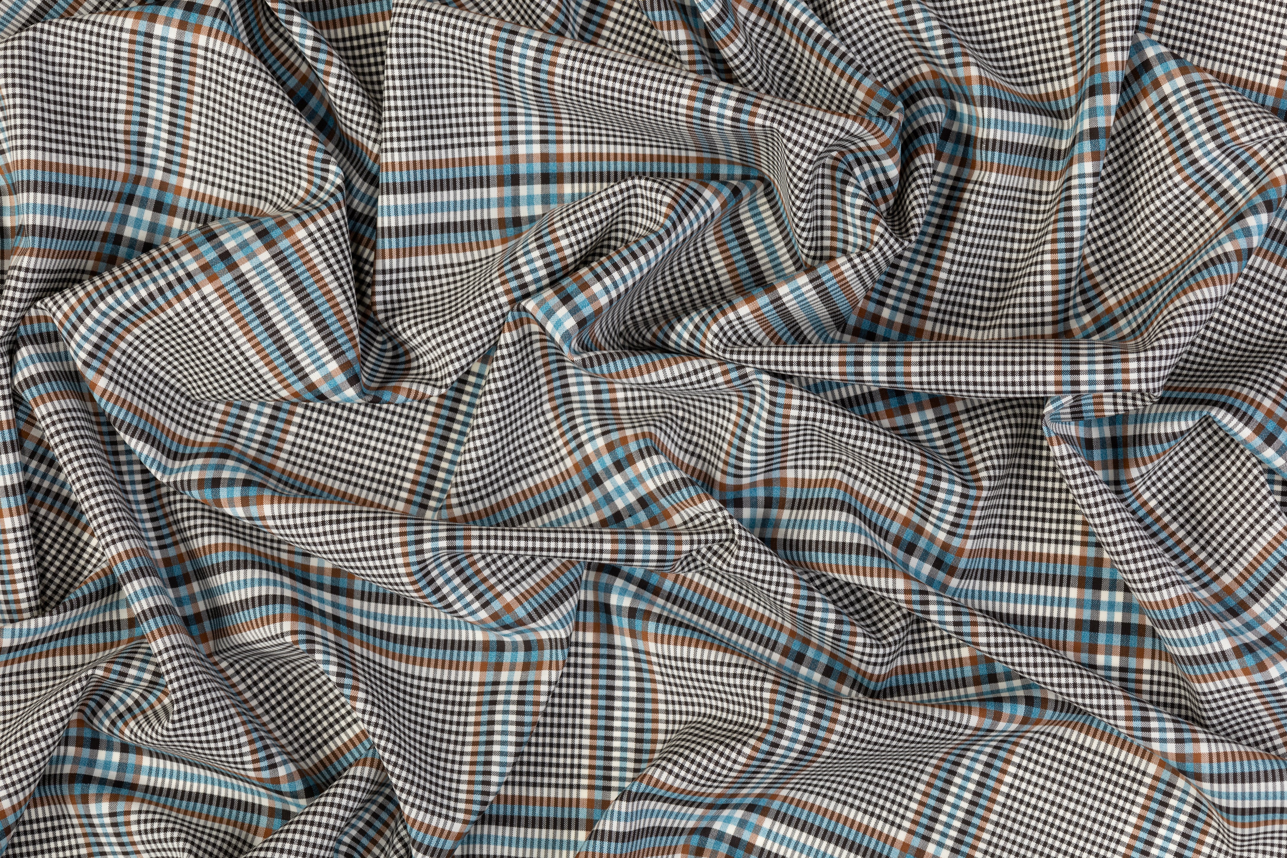 Checked Italian Wool Suiting - Turquoise / Brown