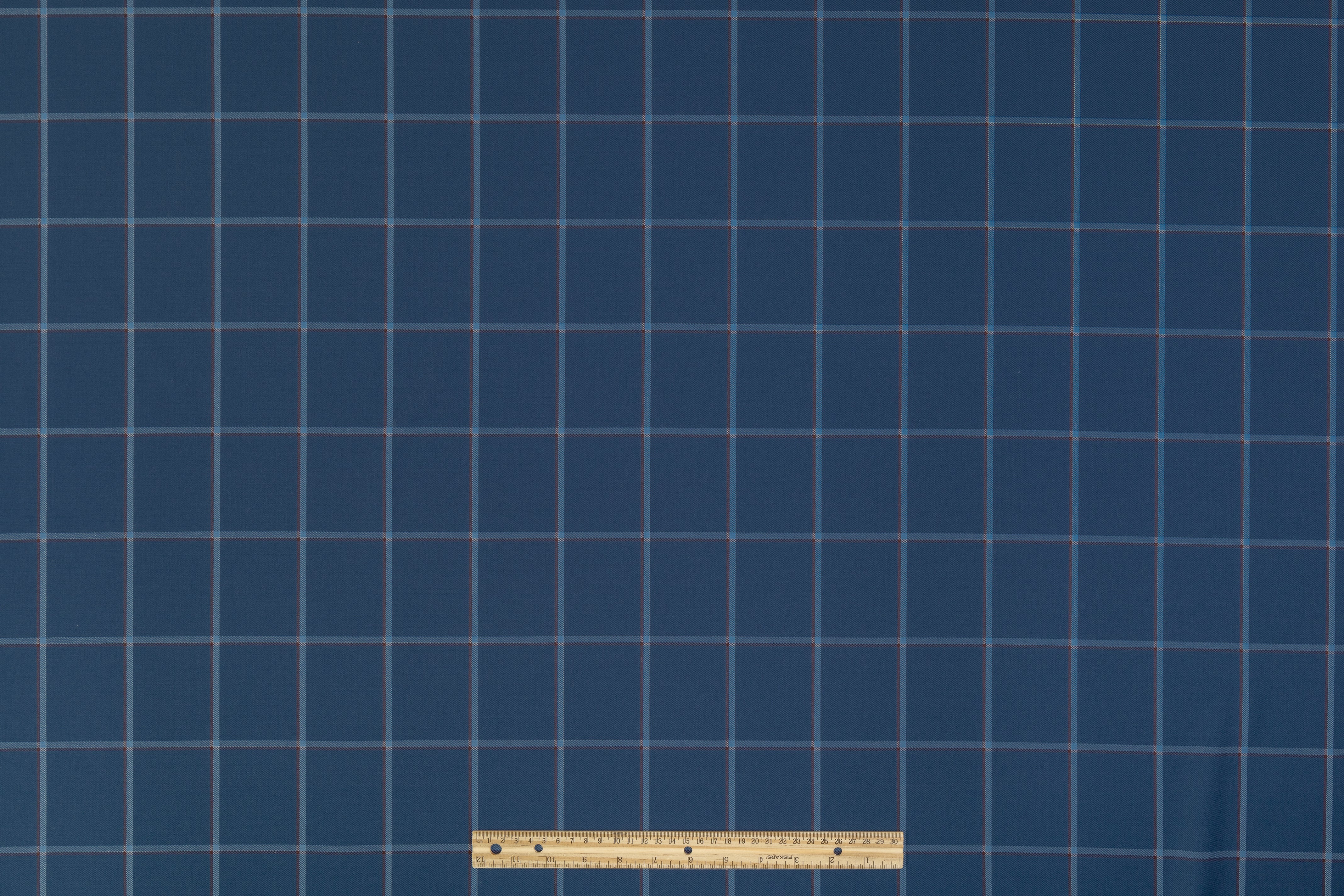 Windowpane Italian Wool Cashmere Suiting - Blue