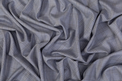 Checked Italian Wool Suiting - Blue