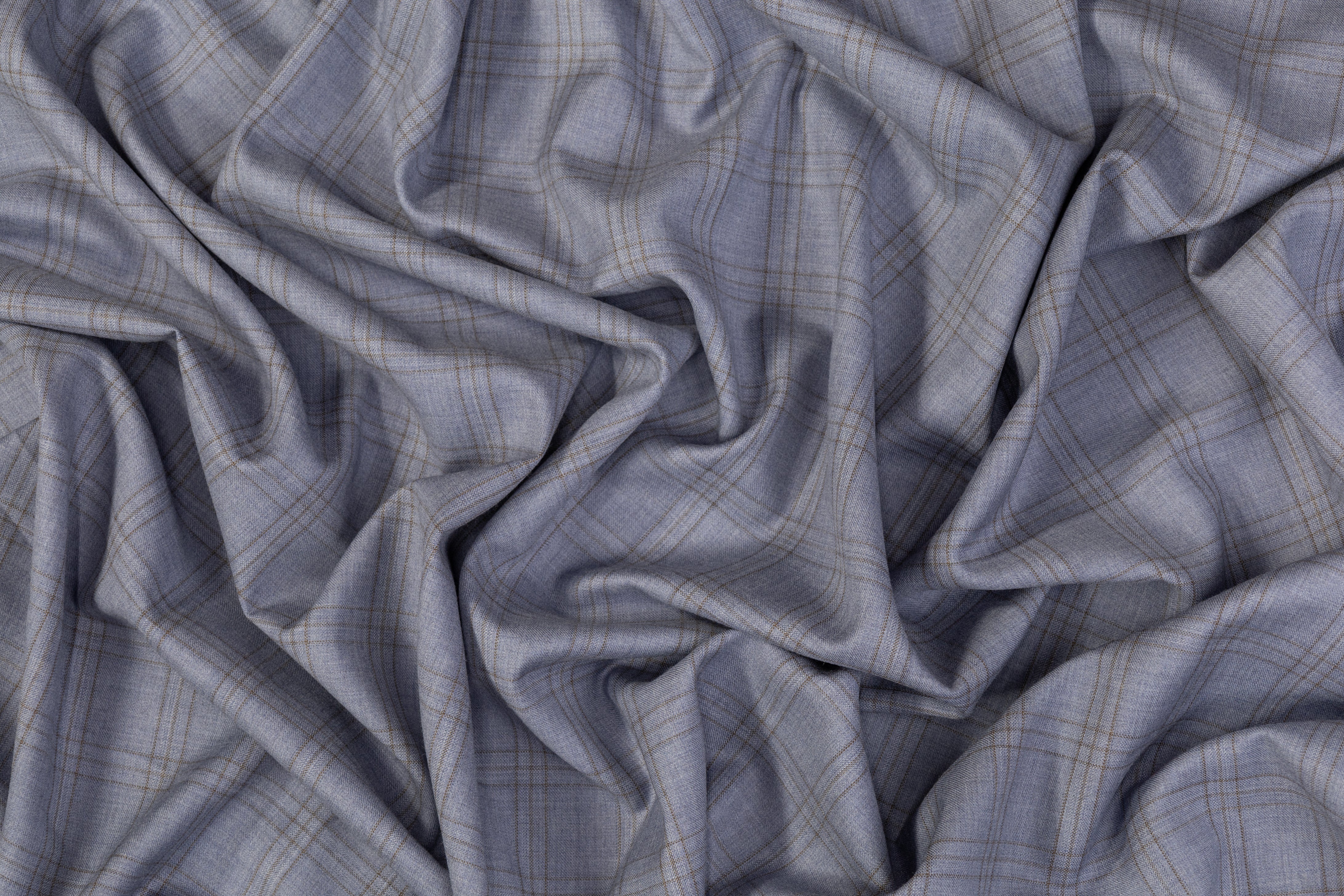 Checked Italian Wool Suiting - Blue