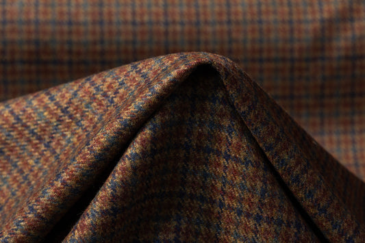 Checked Italian Wool Suiting - Brown