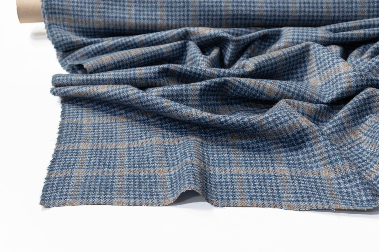 Checked Italian Wool Suiting - Blue / Tan