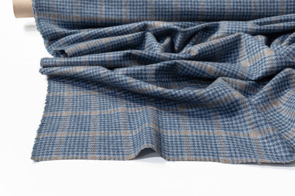 Checked Italian Wool Suiting - Blue / Tan
