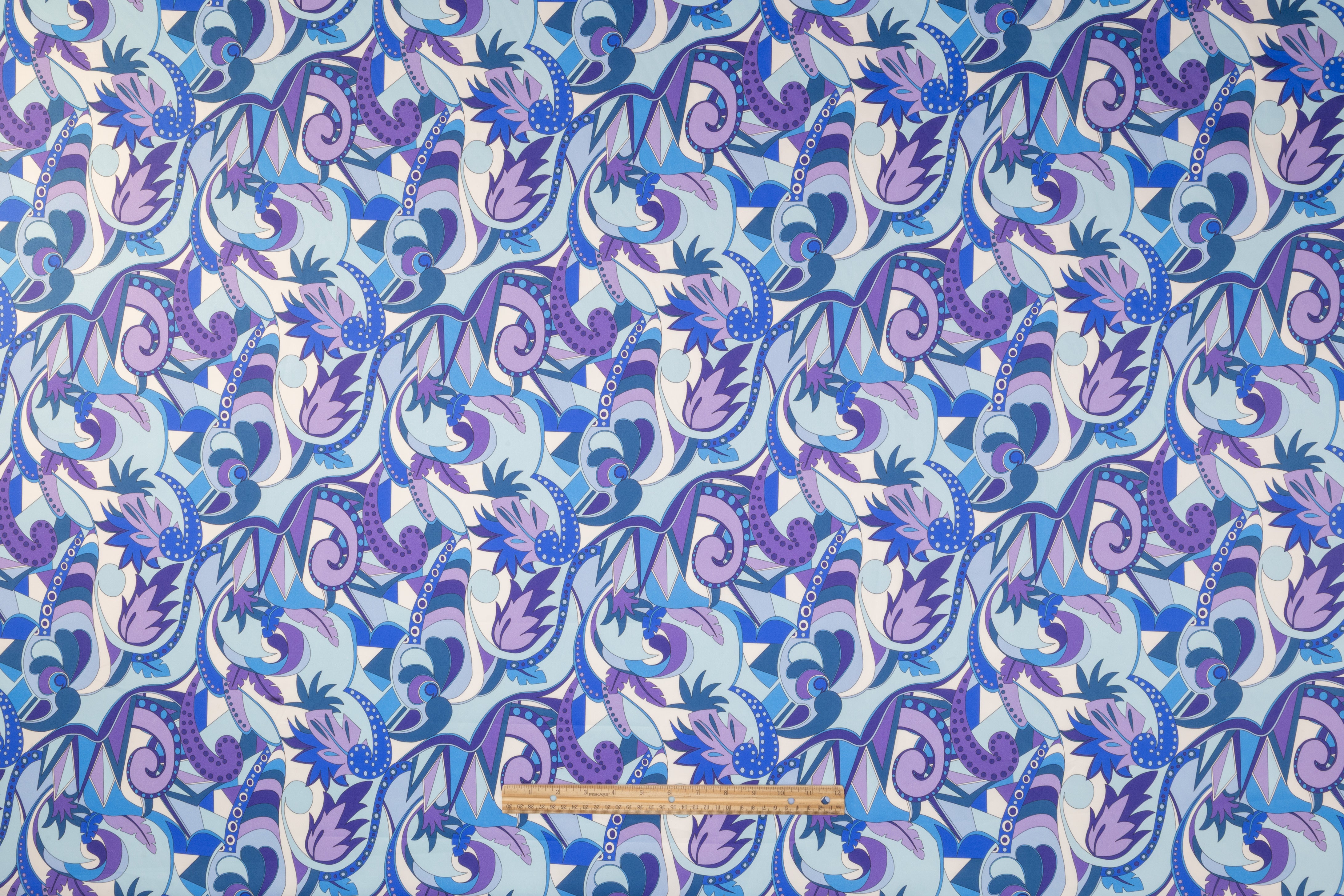 Abstract Paisley Floral Italian Cotton Sateen - Blue  / Purple