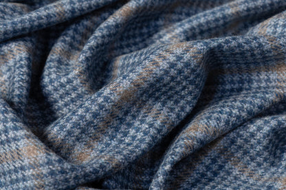 Checked Italian Wool Suiting - Blue / Tan
