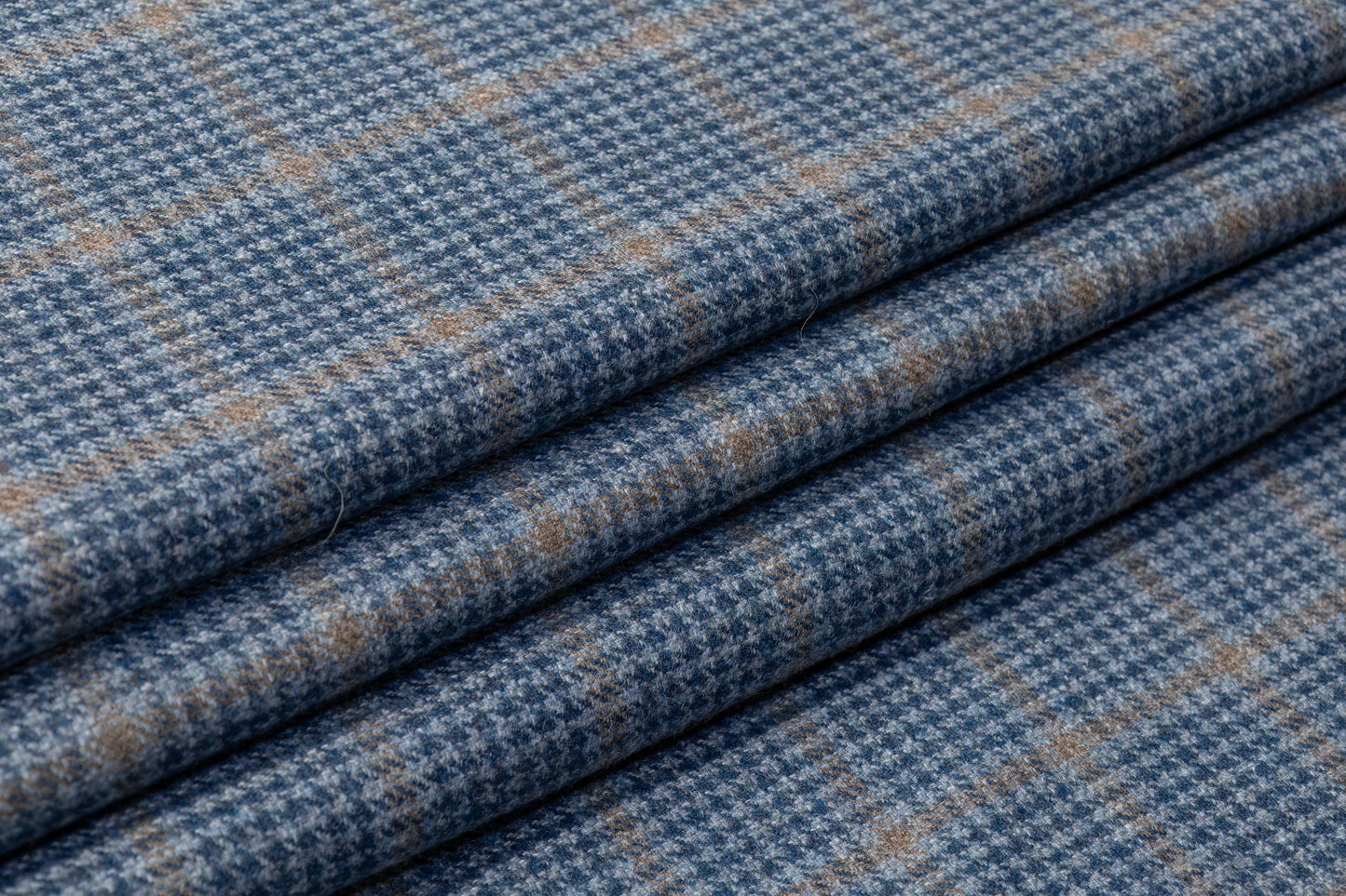 Checked Italian Wool Suiting - Blue / Tan