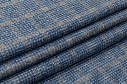 Checked Italian Wool Suiting - Blue / Tan